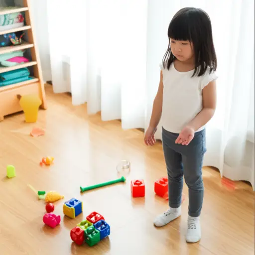 我的妹妹丢了她的玩具，现在她很不高兴。