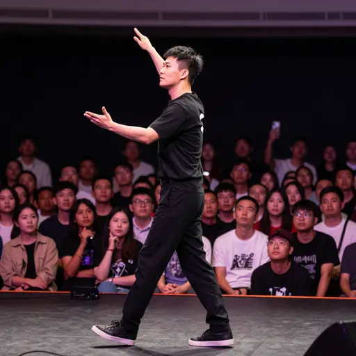 表演者如此迷人，以至于观众无法将目光从他身上移开。