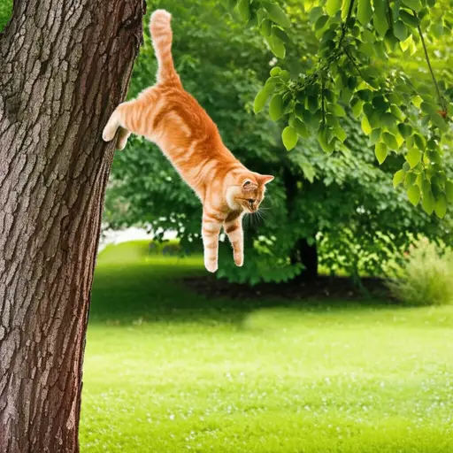 猫安全地从树上下来了。