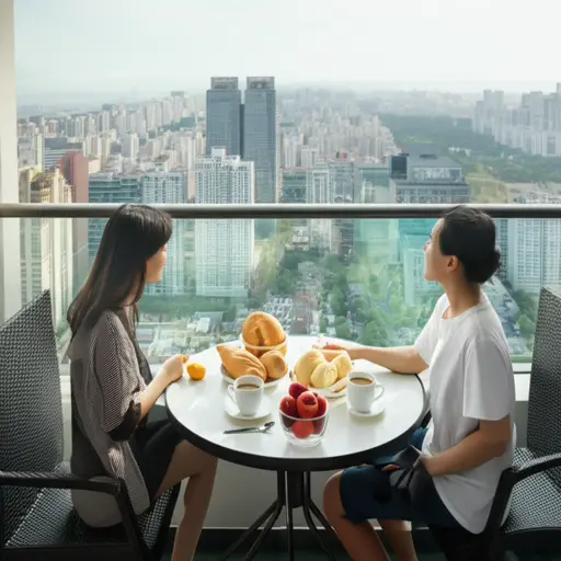 我们在阳台上享用了早餐。