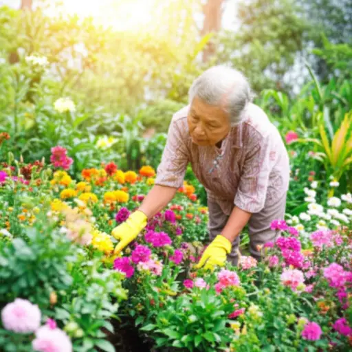 我奶奶喜欢在她的花园里种花。