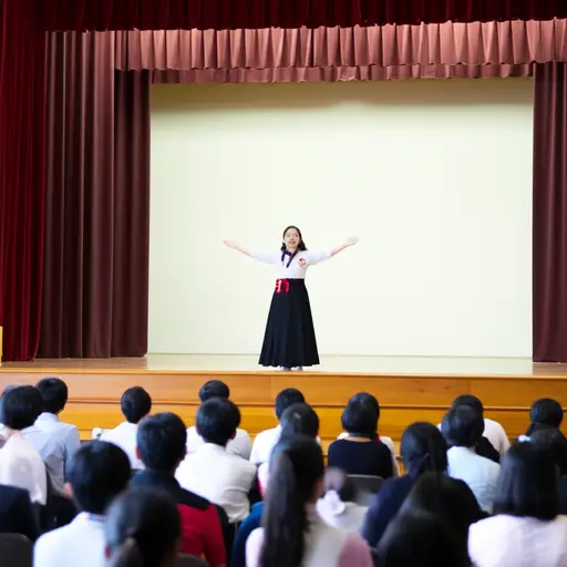 她在学校戏剧中扮演主角。