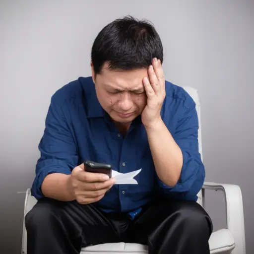 当他听到坏消息时，他突然哭了起来。