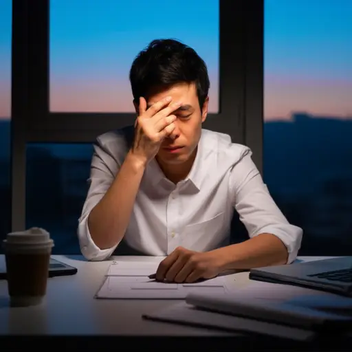 他工作了一整天，感到非常疲惫。