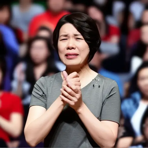 在真诚的演讲过程中，她被强烈的情感淹没了。