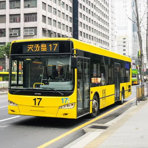 那辆巴士前面是数字17吗？