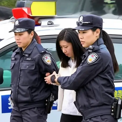 她被警察逮捕了。