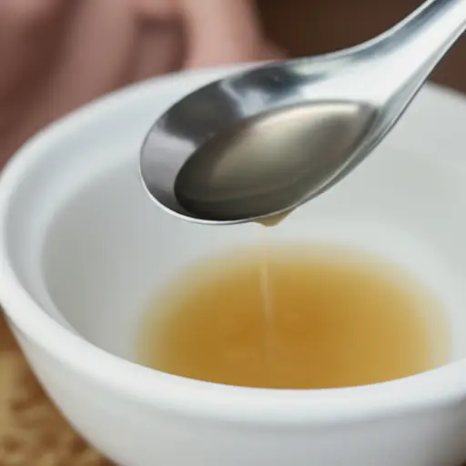 她用勺子快速舀起碗里的汤。