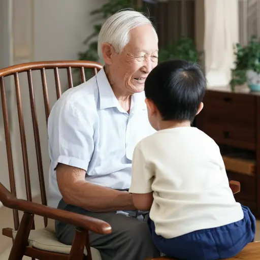 我的祖父是个温和的人，从不提高嗓门说话。