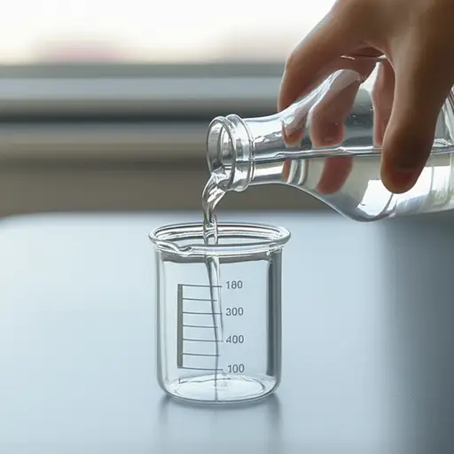 请小心地将液体倒入烧杯。