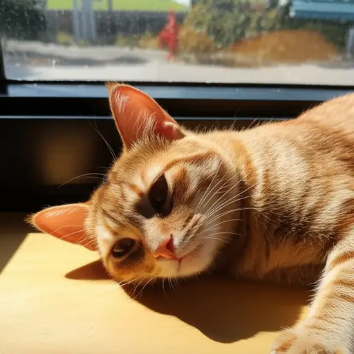 猫的皮毛在阳光下感觉很温暖。