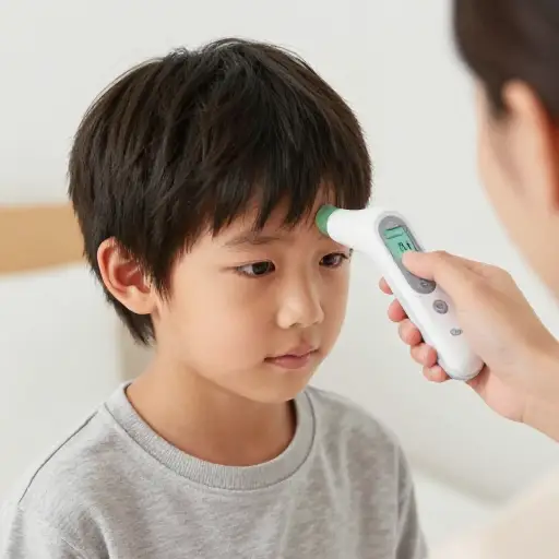 孩子感觉发热时，我会给他量体温。