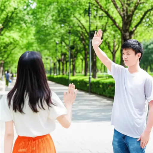 我向她挥手以引起她的注意。