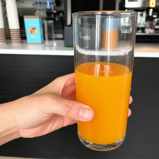 请给我一杯大杯的橙汁。