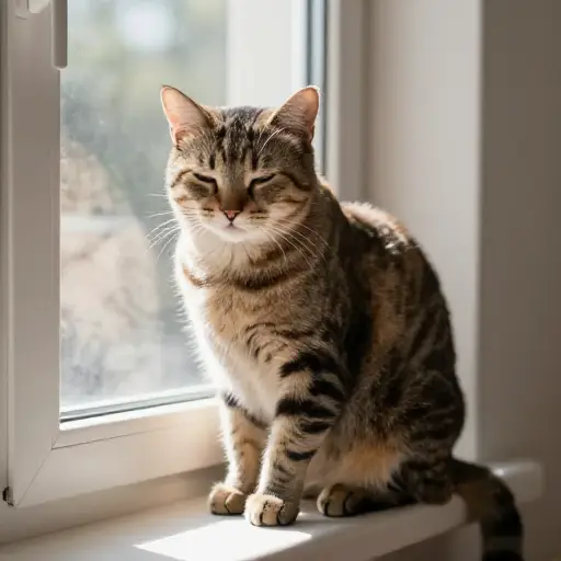 猫喜欢栖息在窗台上晒太阳。