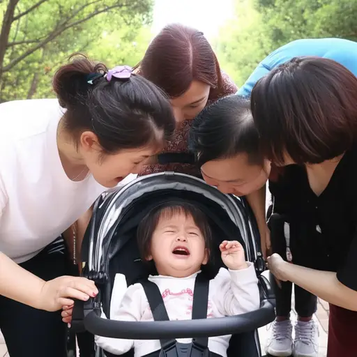 由于周围有许多陌生的面孔，婴儿开始哭泣。