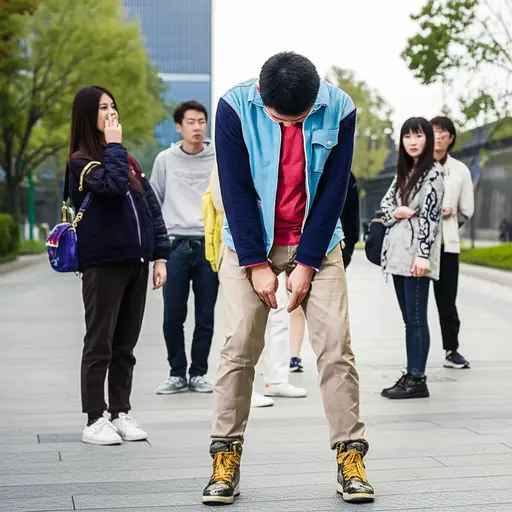 他感到非常尴尬，想挖个洞消失。