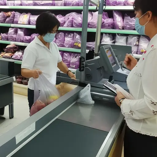 超市用塑料袋来装东西。