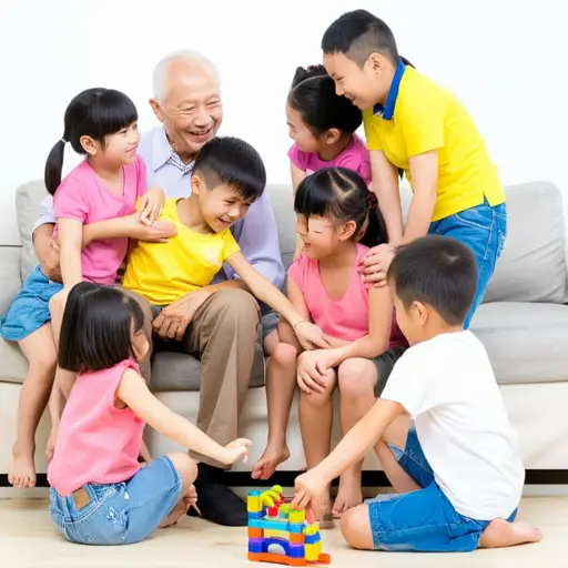 我有六个孙子孙女。