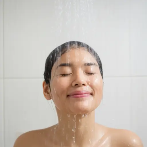 运动后洗个热水澡很舒服。