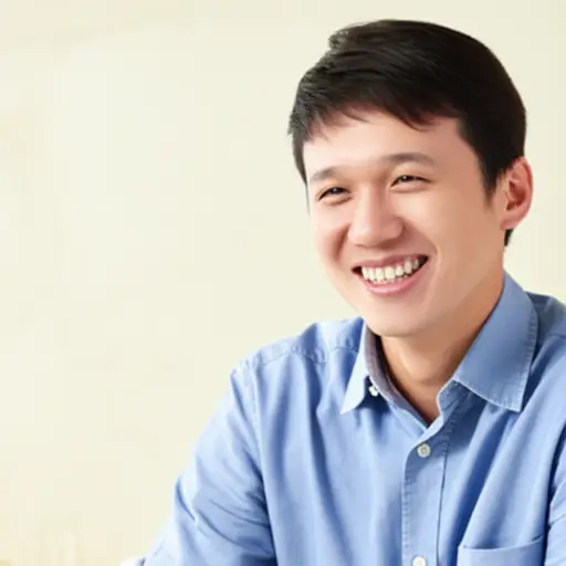 他看起来非常满足和快乐。