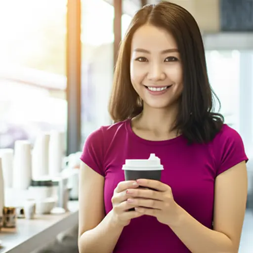 她早上总是点一杯标准杯的咖啡。