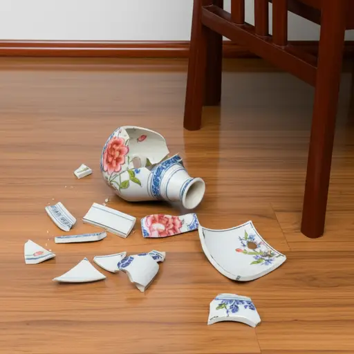 花瓶从桌子上掉下来，发出砰的一声。