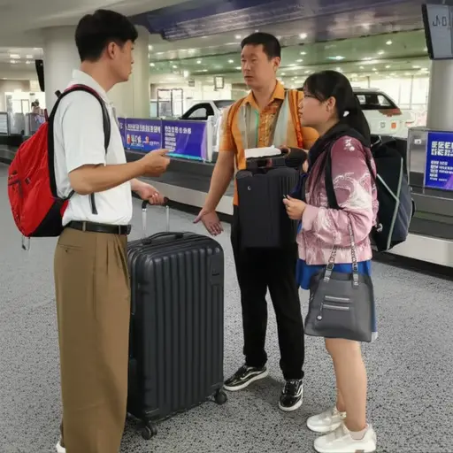 30分钟后，一个男人出现，告诉我们他不小心拿错了我们的行李箱。