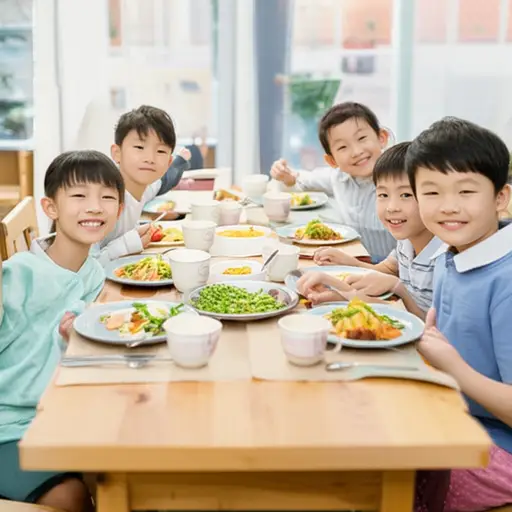孩子们在餐桌上很有礼貌。