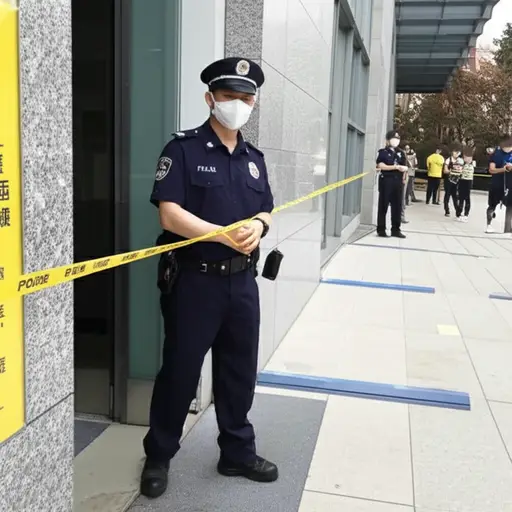 警察封锁了入口以防止人群进入。