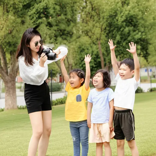 她拍了很多孩子们的照片。