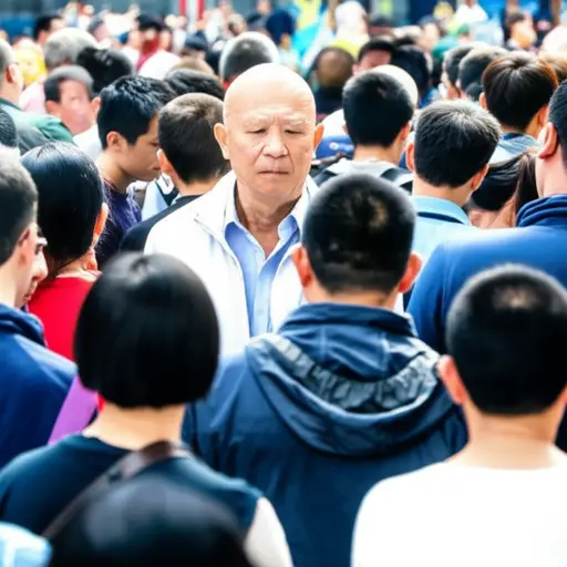 那个秃头的男人在人群中很容易被认出。