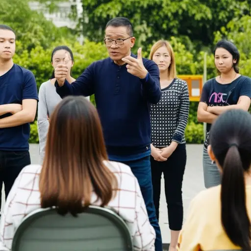 导演向演员们解释了这场戏。